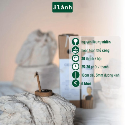 Nhang Thủ Công Gỗ Bách Cedar 3 Lành Hộp 30 Que 100 % Tự Nhiên Tặng Kèm Đế Chăm Không Hóa Chất Xông Thơm