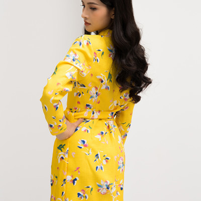 Đầm Công Sở Cotton, Đắp Chéo Thắt Dây Eo Maxivic, La Mộc - LM72120