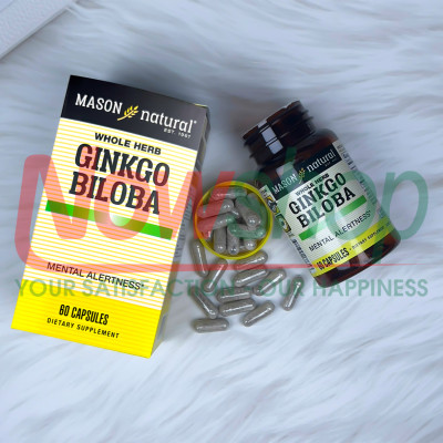 Ginkgo Biloba 125mg Mason Natural Hộp 60 viên giúp hoạt huyết dưỡng não giảm đau đầu chóng mặt