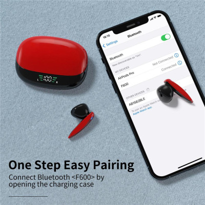CINCATDY Tai Nghe Bluetooth True Wireless Headset Dock Sạc có Led Báo Pin Kép F600 - Hàng Nhập Khẩu