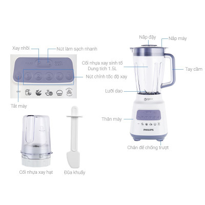 Máy xay sinh tố Philips để bàn HR2221, công suất 700W, bảo hành 2 năm | Hàng chính hãng