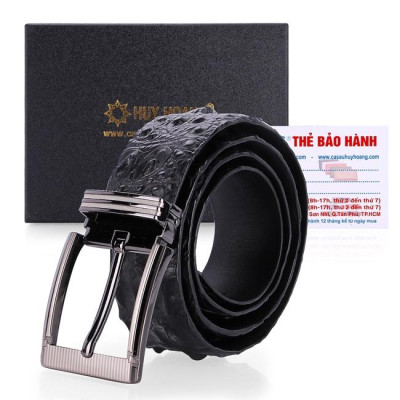 HC4709-10-11-12 - Thắt lưng nam da cá sấu Huy Hoàng gai lưng 4P đầu kim màu đen, nâu đất, nâu đỏ, vàng bò