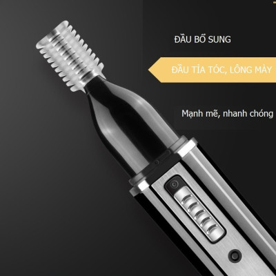 Máy tỉa lông mũi, râu, lông mày đa năng 4 in 1 - Dùng pin sạc tiện lợi – Sắt không gỉ, Chống nước, Cắt tóc, cạo râu, tỉa lông mũi và tỉa lông mày