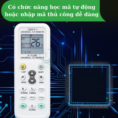 Remote Điều Hòa Đa Năng K-1028E- Hỗ trợ tới 1000 mã điều khiển khác nhau- Điều Khiển Máy Lạnh Thông Minh K-1028E- Remote Đa Năng Cho Máy Lạnh K-1028E – Dễ Dùng, Đa Chức Năng-Hàng nhập khẩu