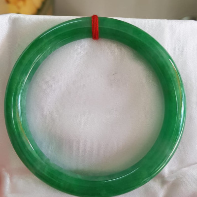 Vòng tay Nam Nữ đá Cẩm Thạch Đậu Lý QC 65mm x chột 10mm Vòng màu xanh đậm Anh Chị tay to Cân Nặng 75kg - 85kg đeo ạ