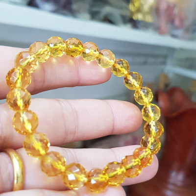 Vòng tay chuỗi đá thạch anh tự nhiên vàng tươi giác size nhỏ 8mm 22 hạt vòng hợp nữ mệnh kim thổ thuỷ đeo đẹp may mắn tốt cho sức khỏe, công việc hanh thông thuận lợi ạ món quà tặng ý nghĩa dành cho chính mình & người thân ạ