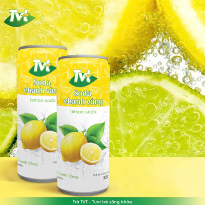 [Thùng 24 lon 320ml] Soda Chanh VàngTVT - Nước cốt chanh vàng tự nhiên cùng soda nhẹ nhàng