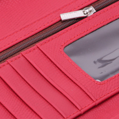 Ví nữ da bò cao cấp Huy Hoàng 3 gấp lửng màu đỏ đô HT3167