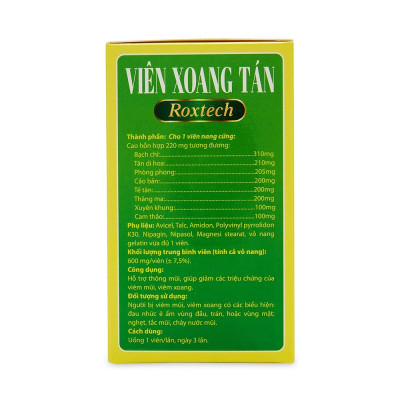 Combo 2 Lọ Viên Xoang Tán Roxtech thảo dược giúp giảm viêm xoang, viêm mũi dị ứng, nghẹt tắc mũi, chảy nước mũi - Lọ 50 viên