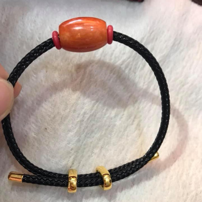 VÒNG TAY LU THỐNG KIỂU ĐÁ CẨM THẠCH CAM ĐỎ DÂY ĐEN MỚI ĐẸP KHÓA RÚT MAY MẮN TÀI LỘC XINH XẮN  TAY NỮ MỆNH HỎA MỆNH THỔ TAY NHỎ LỚN ĐEO VỪA HẾT Ạ  VÒNG FREE SIZE CHỈNH SỬA THEO TAY TÙY Ý Ạ