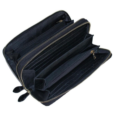 HP3734 - Ví nữ da cá sấu Huy Hoàng nhiều ngăn cầm tay màu đen