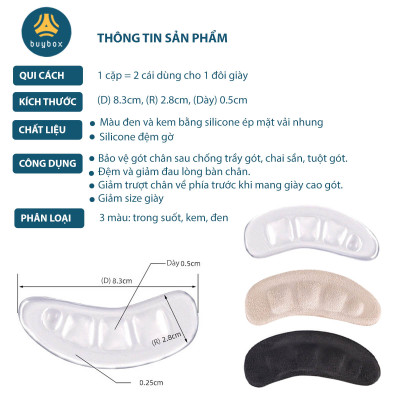 Combo 5 Lót giày cao gót đa năng chuyên dùng khi mang sandal giúp chống trượt bàn chân về phía mũi hoặc lót gót sau chống trầy da - BuyBox - PK277