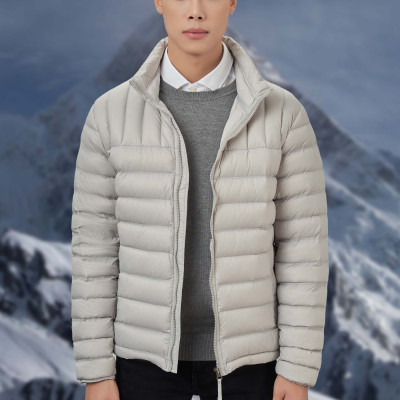 Áo khoác lông vũ Beige chất liệu cao cấp mềm mịn chống thấm nước chống bám bẩn siêu nhẹ giữ nhiệt  ALIGRO ALGALV.19