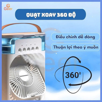 Quạt Điều Hòa Mini Để Bàn Có Khay Nước & Đá – Mát Sâu, Tiết Kiệm Điện, Có Đèn 7 Màu