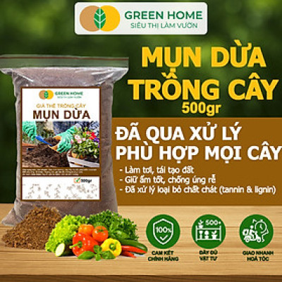 Mụn Xơ Dừa Greenhome, Sfarm, Bao 500GR, Đã Qua Xử Lý, Chuyên Trồng Rau, Hoa Màu, Dâu Tây, Cây Ăn Trái, Thủy Canh