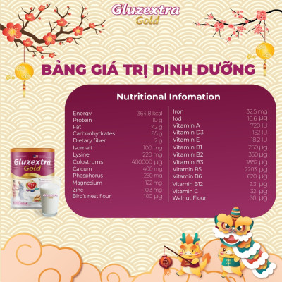 Sữa tiểu đường COMBO MUA 3 TẶNG 1 GLUZETRA GOLD hơn 20 loại hạt với sữa non nhập khẩu từ Mỹ giàu dinh dưỡng 400g/lon