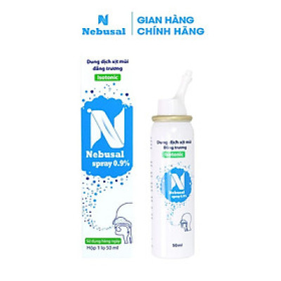 Xịt Mũi Nebusal 0.9% (50ml) vệ sinh mũi hàng ngày, phòng ngừa nghẹt mũi, sổ mũi