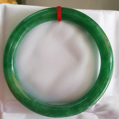 Vòng tay Nam Nữ đá Cẩm Thạch Đậu Lý QC 65mm x chột 10mm Vòng màu xanh đậm Anh Chị tay to Cân Nặng 75kg - 85kg đeo ạ