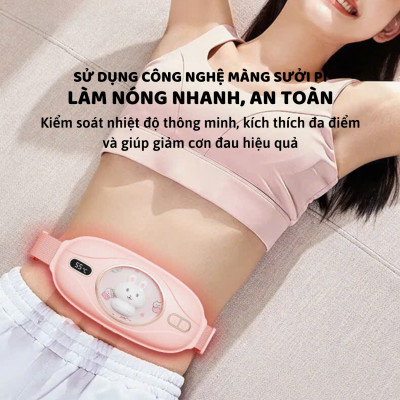 Máy chườm nóng hỗ trợ giảm đau bụng kinh PUHA, có 5 mức nhiệt, Pin 3600MAH , sạc UBS, món quà ý nghĩa tặng người yêu