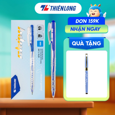 Combo 5/10/20 Bút bi Thiên Long TL-089 ngòi 0.5mm mực xanh đỏ đen dạng bấm cò nơi cầm tay có tiết diện tam giác vừa vặn với tay