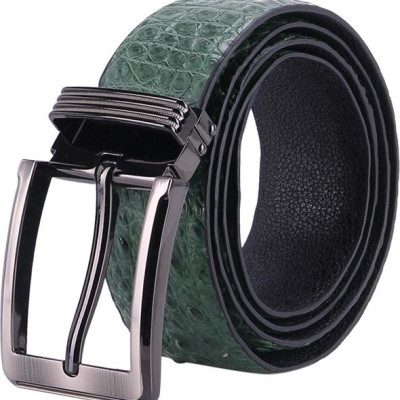 Thắt Lưng Nam Da Cá Sấu Gai Bụng Bản Lớn Đầu Kim Huy Hoàng HT4786 - Xanh Rêu