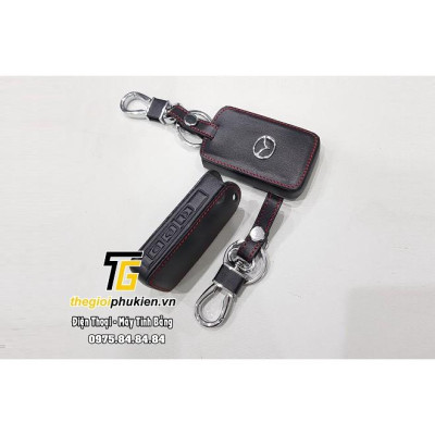 Bao da bảo vệ chìa khóa xe Mazda 3 2020 kèm móc đeo Inox