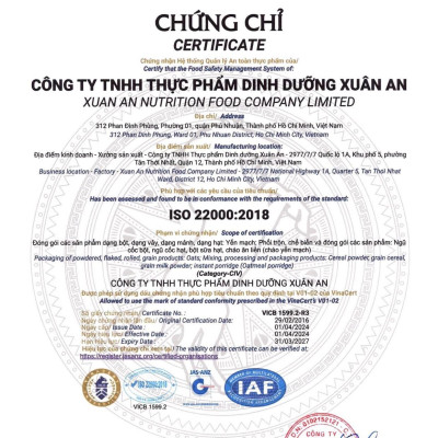 Thùng 30 Gói Cháo Yến Mạch Thịt Heo Bằm Xuân An 40G (Tặng Kèm 5 Gói)