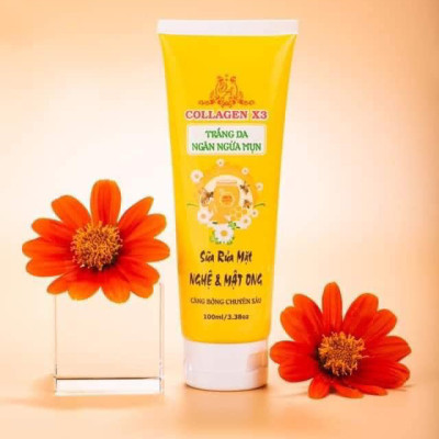 Sữa Rửa Mặt Nghệ Mật Ong Collagen X3 làm sạch da, ngừa mụn, se khít lỗ chân lông Mỹ Phẩm Đông Anh