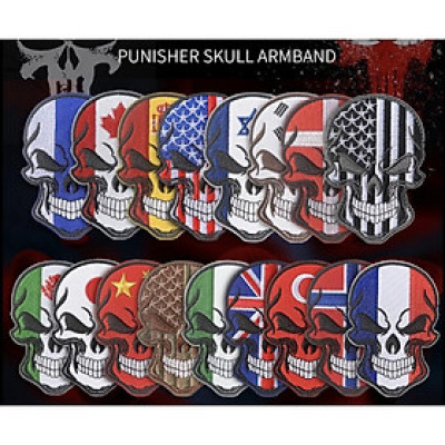 Patch vải đầu lâu_quốc kỳ các nước dán quần áo_ba lô