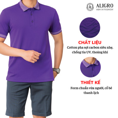 Áo Polo Nam Cộc Tay Trơn Màu Tím ALIGRO ALGPLO27