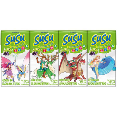 Sữa chua uống hương táo nho Vinamilk Susu - Thùng 48 hộp 110ml.