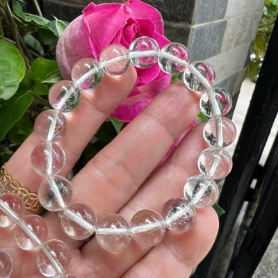 Vòng Chuỗi Nữ Đá Thạch Anh Trắng Tự Nhiên trong bóng đẹp size hạt 10mm Hợp Nữ mệnh Kim mệnh Thủy đeo đẹp xinh tay tốt cho sức khỏe công việc may mắn ạ