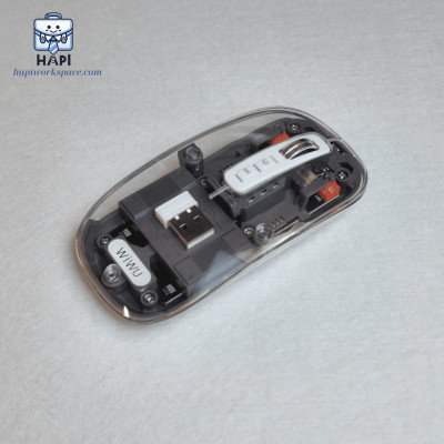 Chuột không dây trong suốt cực chất hàng chính hãng WiWU Crystal Magnetic Wireless Mouse WM105: Kết nối Bluetooth + USB 2.4Ghz