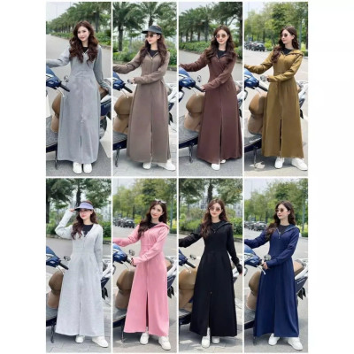 Áo khoác chống nắng nữ toàn thân 2 lớp cao cấp mũ trùm đầu tay xỏ ngón UPF50+ Size XL 53-66kg Vải Umi Cotton Co Dãn 4 Chiều Dày Dặn Làm Mát | Thời Trang | Đa Dụng