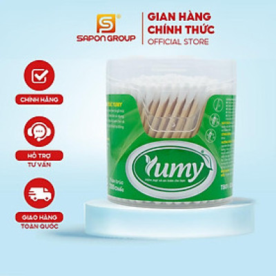 Tăm Bông Vệ Sinh YUMY Thân Trúc Hộp Vát Size L – Combo 12 Hộp x 200 Que (TB01-526), Mềm Mịn, Không Rụng Sợi