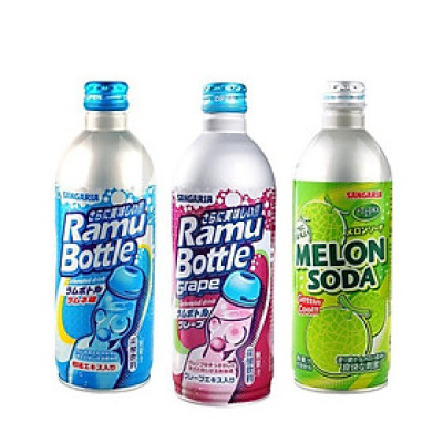 Combo 3 Chai Nước Soda Sangaria Nhật Bản: Vị Nho - Dưa Lưới - Tự Nhiên (500ml x 3)