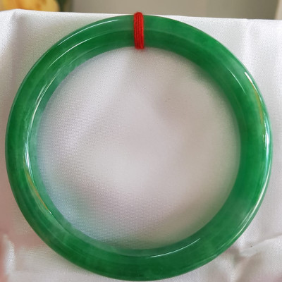 Vòng tay Nam Nữ đá Cẩm Thạch Đậu Lý QC 65mm x chột 10mm Vòng màu xanh đậm Anh Chị tay to Cân Nặng 75kg - 85kg đeo ạ