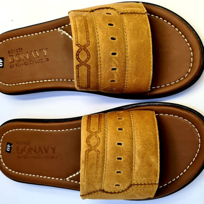 Dép quai ngang nam da bò 100%, quai 02 lớp da Bò Donavy cao cấp may full quai và đế rất chắc chắn DONAVY1MC