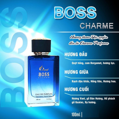 Nước hoa nam cao cấp, Charme Boss, nước hoa phương đông, hương thơm mạnh mẽ, lưu hương lâu, dành cho nam, 100ml