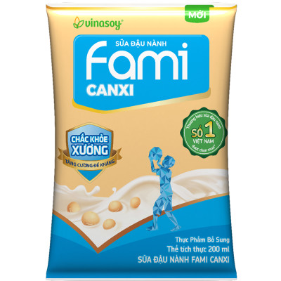 Thùng Sữa Đậu Nành Vinasoy Fami Canxi Nguyên vị (200ml x 40 Bịch)