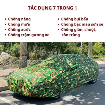 Bạt phủ xe ô tô vải Dù rằn ri chất liệu polyester siêu bền cao cấp chống xước,chống nắng,chống nước