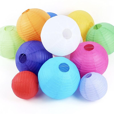 Lồng Đèn Giấy Trơn Tròn 35 Cm Vinacraft - Màu Đỏ