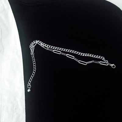 Vòng đeo tay 2 lớp titan xích vuông độc đáo