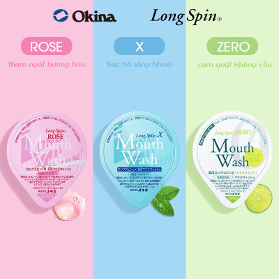 Nước súc miệng bỏ túi OKINA dòng LONG SPIN ROSE Nhật Bản hương Hoa Hồng – Túi 10 hũ x 14ml