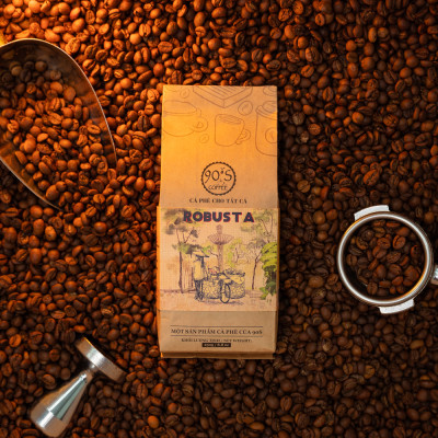 Cà Phê Robusta Rang Xay Nguyên Chất - Dạng Bột - 90S Coffee Vietnam - 100% Cà Phê Sạch Cao Cấp