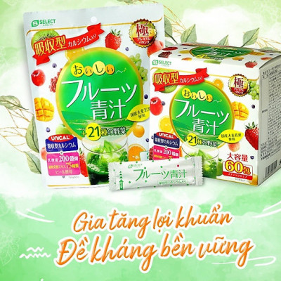 Bột lá đại mạch non, rau xanh và trái cây S Select Nhật Bản ( hộp 60 gói)