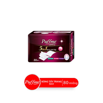 Hộp Bông Tẩy Trang PUFFME 5in1 5 Lớp Cao Cấp, 80 Miếng/Hộp