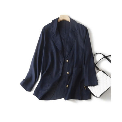 Set áo blazer nữ tay dài và quần đùi chất linen mềm mịn, thoải mái, phong cách Hàn Quốc, hàng hot girl 2025