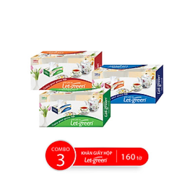 Combo Hộp Khăn Giấy Lụa LET-GREEN, 160 Tờ/Hộp