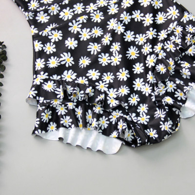 Bộ đồ bơi bikini nữ 1 mảnh đi tắm biển hoa cúc kèm áo croptop ren trắng chấm bi tiểu thư hot trend 2021- B02